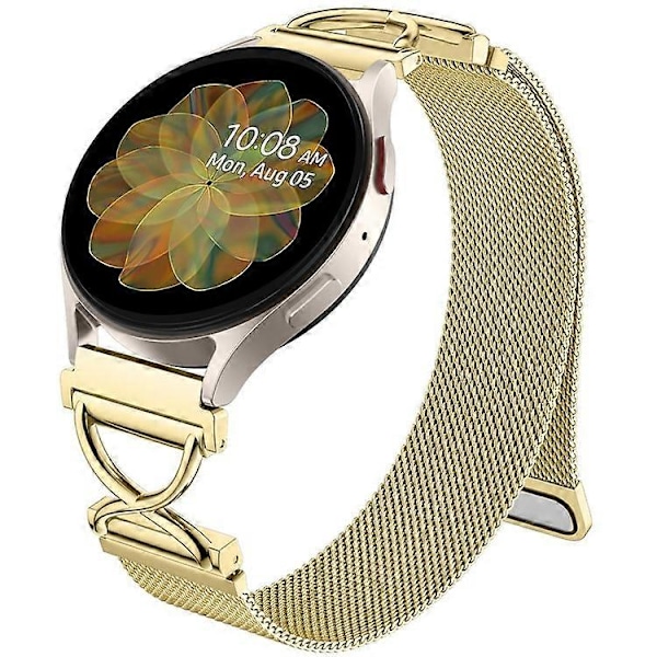 Kompatibel med Garmin vivoactive 5 / GarminActive 5 Milanese Lenke Elektroplettert Rustfritt Stål Magnetisk Klokkereim med X-Form Gold