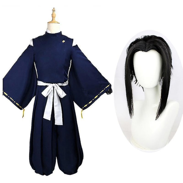 Anime Jujutsu Kaisen Kamo Noritoshi Cosplay Kostym Blå Kappa Kimono Uniform Outfit Herr Halloween Karneval Party Kostym Med Peruk Costume Wig XL