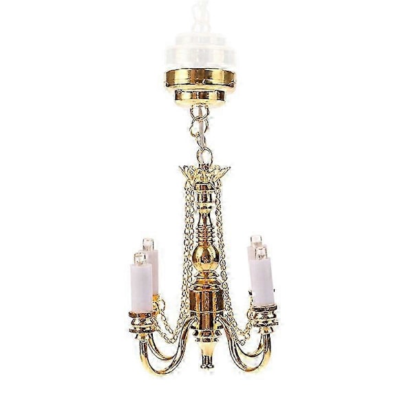 1:12 Mini 4 Arm Taklampe Lysekrone LED Lampe Vegglampe Modell Hjemmeinnredning Dekorasjon