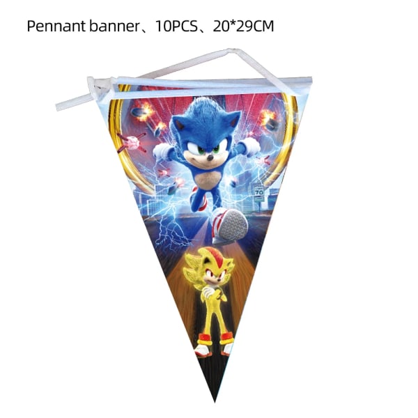 Uusi sarjakuva Sonic Juhlatarvikkeita Poikien syntymäpäiväjuhliin Kertakäyttöiset set Paperilautasella Kupit Lautasliinat Baby shower pennant 10pcs