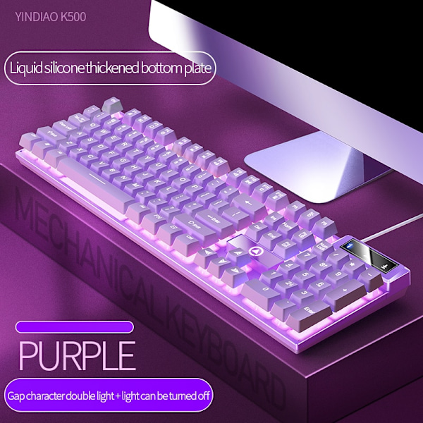 104 Tasters Gaming Mekanisk Tastatur Kablet For PC Gaming Stasjonær Datamaskin Tilbehør Purple