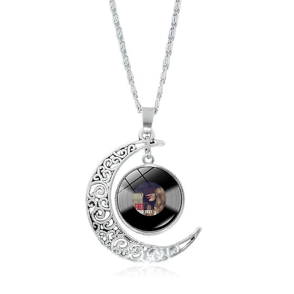 Mångsidigt ihåligt måne Taylor Swift vinylskiva hängsmycke halsband style17