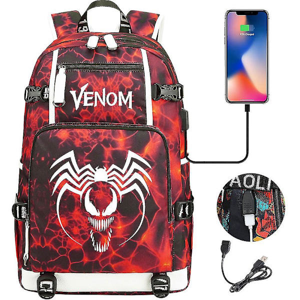 Venom Fashion Tryckt Usb Ungdoms Skolväska (2-117) Color-15