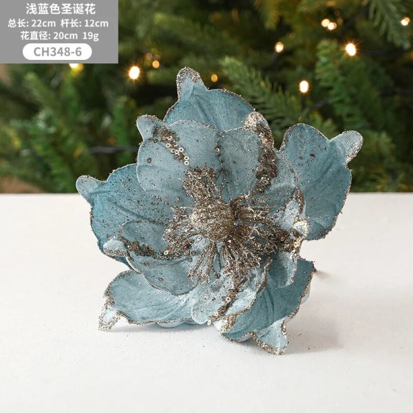 Advanced Sense Champagne Color Christmas Flower Artificiell blomma: den perfekta festliga dekorationen för en glamorös semestersäsong Blue