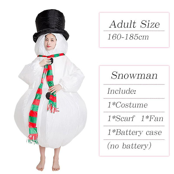 Uppblåsbar Tomtekostym för Vuxna Cosplay Jul Djur Anime Maskerad Ridande Ren Luftblås Karnevalskostymer Snowman