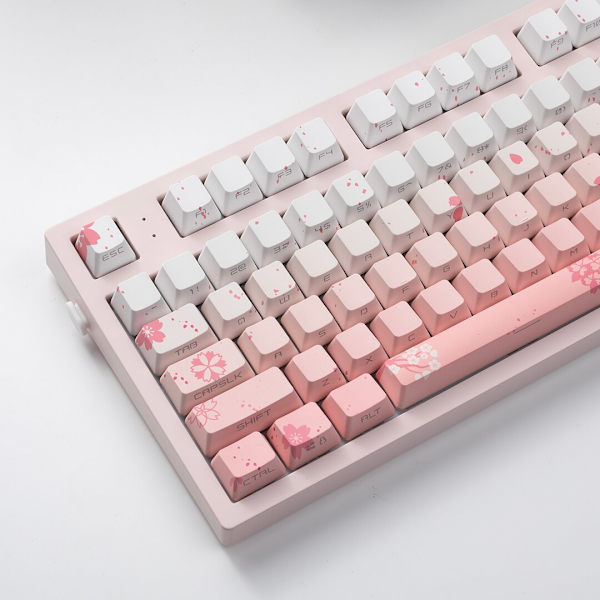 134-tasters pink keycap side-printet kirsebærblomst baggrundsbelyst lysgennemtrængelig mekanisk tastatur 134 keys side print