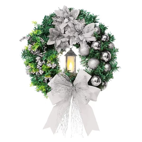 Dørkrans med lyskranser til dører Julepynt Rødt Jesus-mønster Blomsterkrans Juledekorasjoner 2023 Golden Jesus 40CM