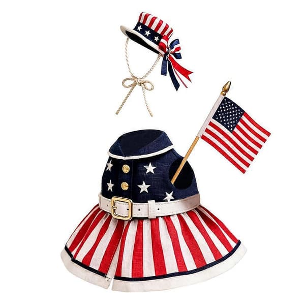 Patriotisk Gåsekostyme Hatt Flaggsett Elastisk Design Festlig Hagedekorasjon