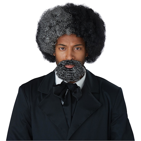 Frederick Douglass Borgerkrig Grå Svart Historisk Herre Kostyme Parykk og Geitebart