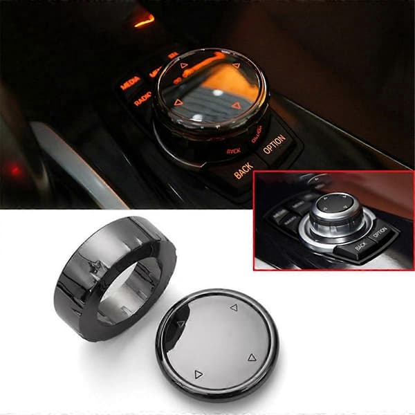 2 sæt til IDrive Bil Multimedia Knap Cover Trim Knob Mærkat