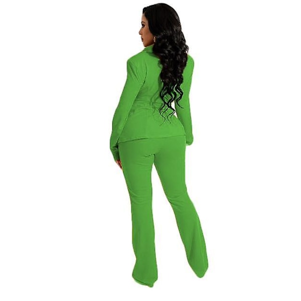 Suit Dame Jakkesæt 2 Dele Sæt Dame Buksesæt Kontortøj Kvinde Business Casual Kvindelige Outfits To Dele Sæt green M