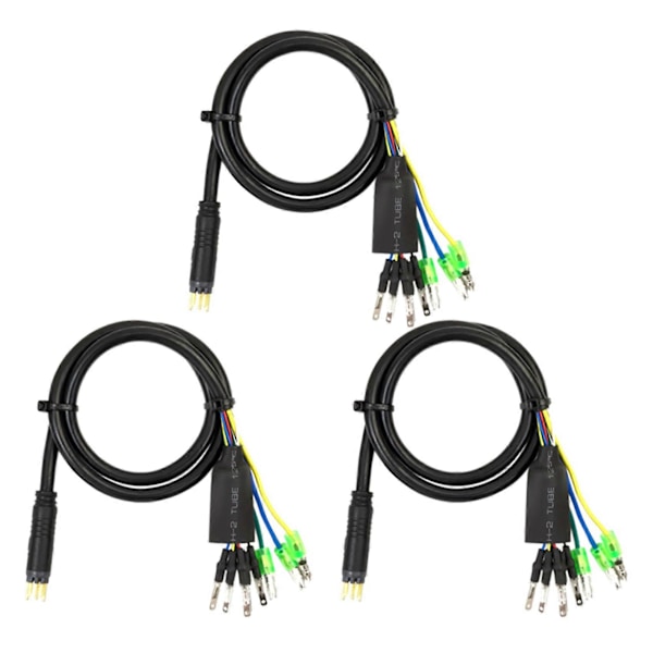 3 stk. 60 cm E-sykkel 9-pinners motor konverteringsforlengelseskabel ledning vanntett kontakt for for- og bakhjul