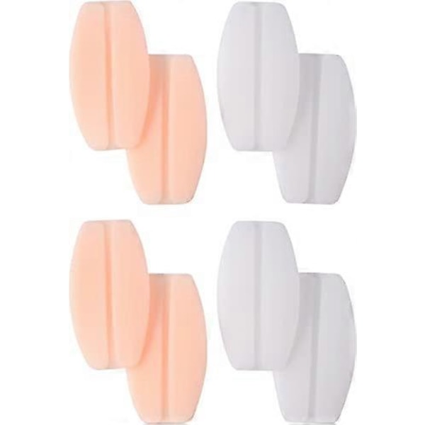 8 Stykker BH-stroppputer Silikon BH-stropp Pad Holder Sklisikker Smertelindring Skulderputer, hvit og hudfarget rosa, 9,2 x 5 cm