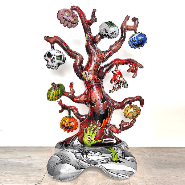 4d Halloween Aluminium Film Ballong Stor Stående Spöke Träd Dödskalle Kista Trolldryck Vakt Häxa Spis Gravsten Partydekor Skeleton frame
