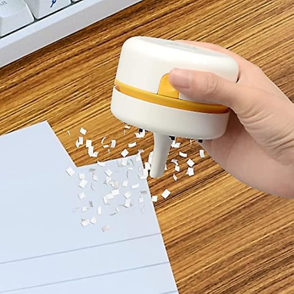 Kannettava 360° kääntyvä johdoton mini pöytäimuri USB-latauksella (Valkoinen)