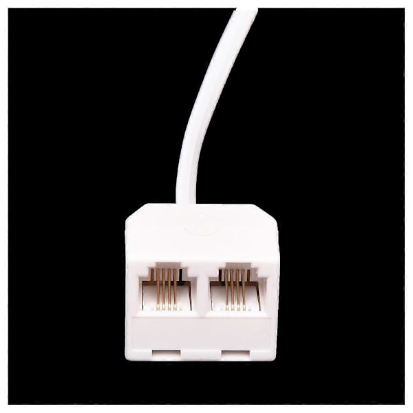 2 stk. 6P4C RJ11 Dobbel Hunn til Hann Telefonkabel Splitter Adapter