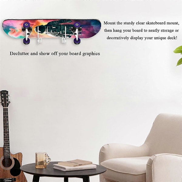 1 Par Skateboard Väggfäste Akryl Skate Board Väggfäste Display Rack Inomhus Flytande Skateboard Förvaringshållare