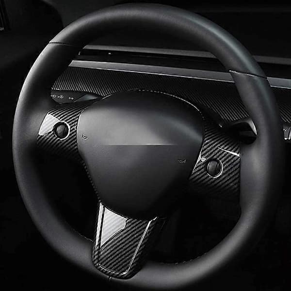 Bil Interiörskydd för Model 3 Y 2017-2020 Kolfiber Ratt Skyddsram Patch Trim