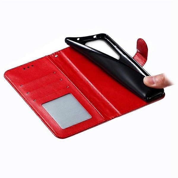 Kompatibel til Honor 200 Lite Etui PU Læder Mandala Præget Design Wallet Telefon Cover Red