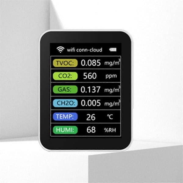 WiFi Smart Luftkvalitetsmåler CO2-måler TVOC HCHO PM2.5 Tester Digital CO2-sensor Formaldehydgass