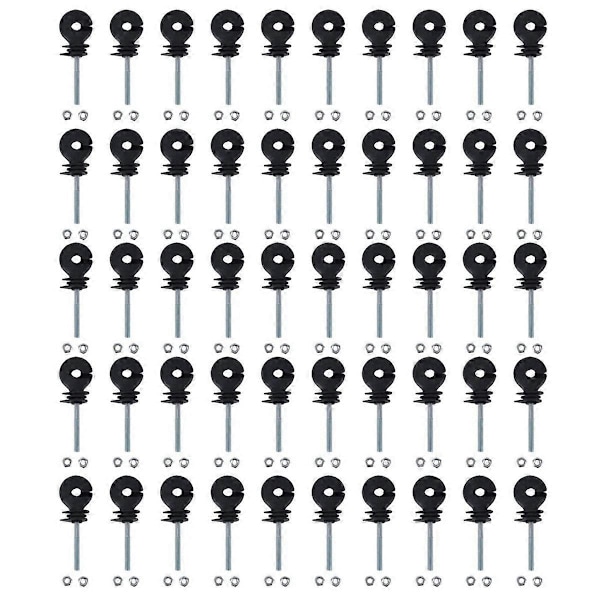 50 stk Flate Mutter Isolatoren Elektrisk Gjerde Isolatoren Gjenget Elektrisk Gjerde Isolasjon Spiral Isul