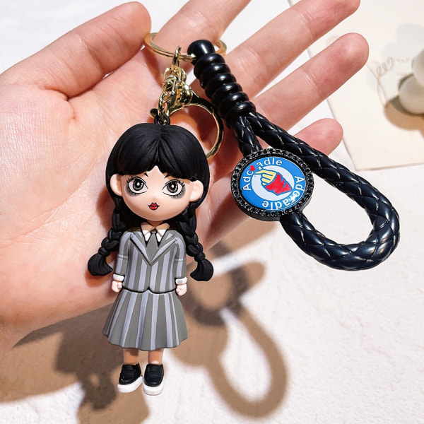 Wednesday Addams Nyckelring Docka Skräck Husdjur Handdocka Nyckelring Tillbehör Väska Hänge Pojke Flicka Gåva 9