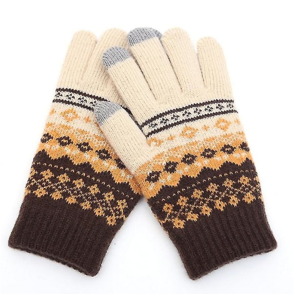 Vinter Touch Screen Handskar Dam Herr Varma Stretch Stickade Vantar Imitation Style7