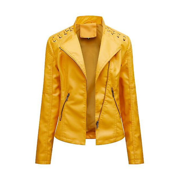 Skinnjacka för damer, avslappnad modell med dragkedja, finns i 12 färger yellow XL