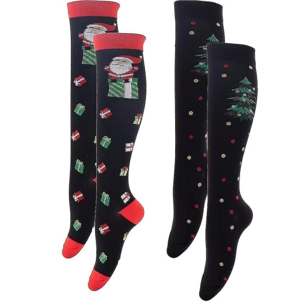 Nyhetssokker for kvinner - Knestrømper med julemotiv - Morsomme høytidssokker style 5