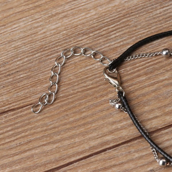 Retro Boho Multilager Pärlankel Sommarstrand Kvinnor Mode Sol Hänge Ankelband C