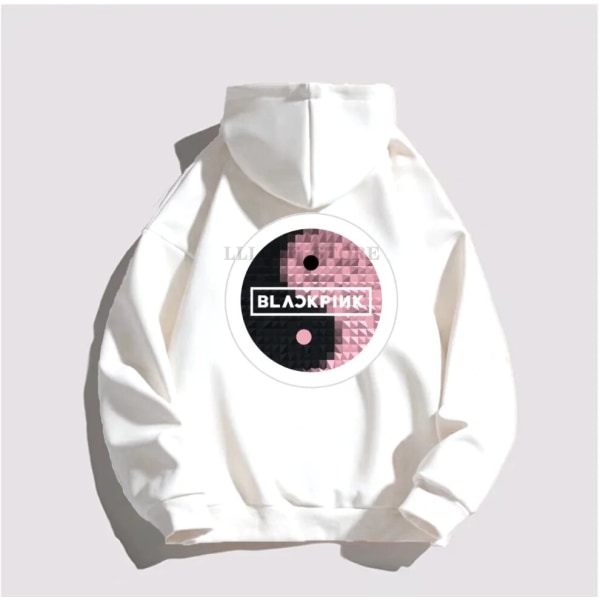 Svart ROSA hettegenser Herre Dame Bomullsgenser Trykk Tai Chi Tide Brand Hette Blomst Korea Streetwear Fleece Uformelle løse klær 3 4XL