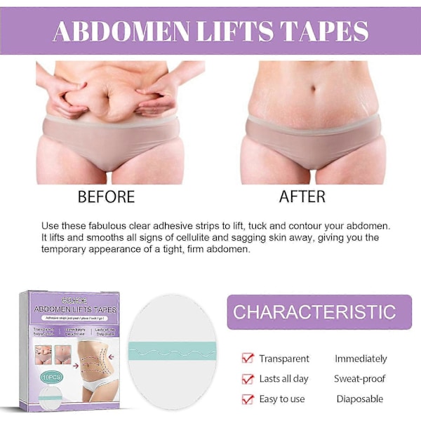 Abdomen Løfte Tape, Transparent Usynlig Mave Løfte Plaster, Abdomen Løfte Tape Glat Cellulite Plaster