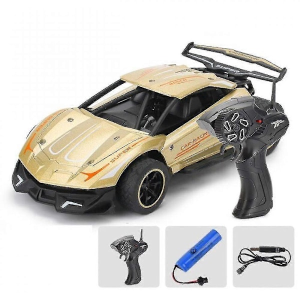 2.4g Rc Metal Drift Racing Bil Leksak Off Road Radio Fjärrkontroll Fordon Elektronisk Remo Hobby Leksaker, guld
