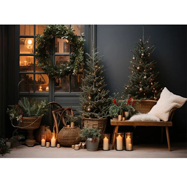 Beenle Julefotografering Bakgrunn Juletre Gave Peis Snøfnugg Familie Selskap Banner Portrett Bakteppe Fotostudio SD-2275 Vinyl 220X150cm