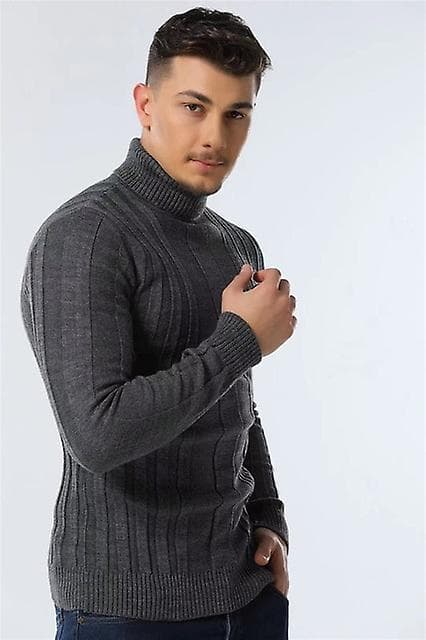 Slim Fit Pullovere Turtleneck Menn Casual Basic Ensfarget Varm Stripet Genser Herre Ny Vintermote Gensere Mann