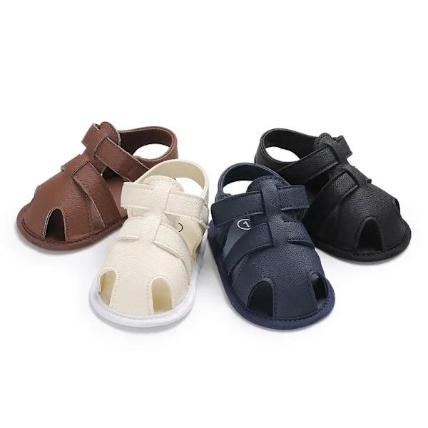 0-1 -vuotiaan vauvan kesäpoikien jalkakääre yksiväriset sandaalit taaperokengät White 1 Pair 13CM