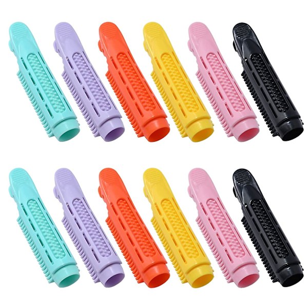 12 stk. Volumengivende Hårrodsclips, naturlig Fluffy Hårclip Hår Selvgreb Rod Volume Hårkrølleclips, 6 Farver Krøllet Hår Styling Værktøj Hårruller Sm