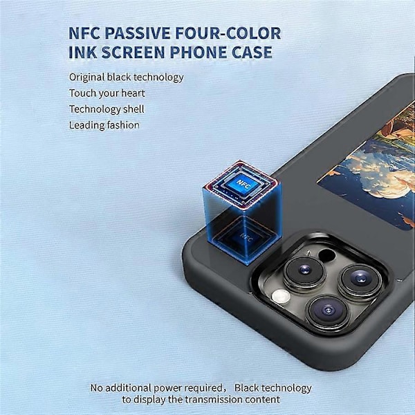 Kompatibelt för iPhone 16 Pro Max E Ink-mobilskal med 4-färgsskärm, DIY Trådlös NFC-fotovisning Grey