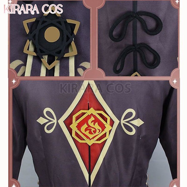 Spel Genshin Impact Hutao Cosplay Kostym Peruk Hästsvans Hår Liyue Hu Tao Ringar Genshin Cosplay Kostymer XXL