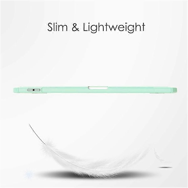 Kompatibelt Skal för iPad Air 11 (2024) Transparent Fodral PU Läder Auto Wake Sleep Skyddande Fodral med Pennhållare LightGreen