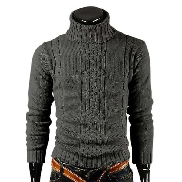 Herre Slim Rullekrave Langærmet Afslappet Sweater Ribstrikkede Manchetter Fritid Højhalset Ensfarvet Varm Strikket Toppe Hverdagsbrug