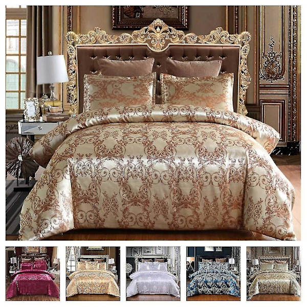 Sengesæt i satin jacquard med lynlåslukning Brown AUSingle 140x210