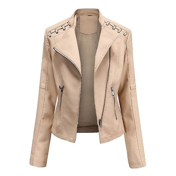 Skinnjacka för damer, avslappnad modell med dragkedja, finns i 12 färger Khaki XXL