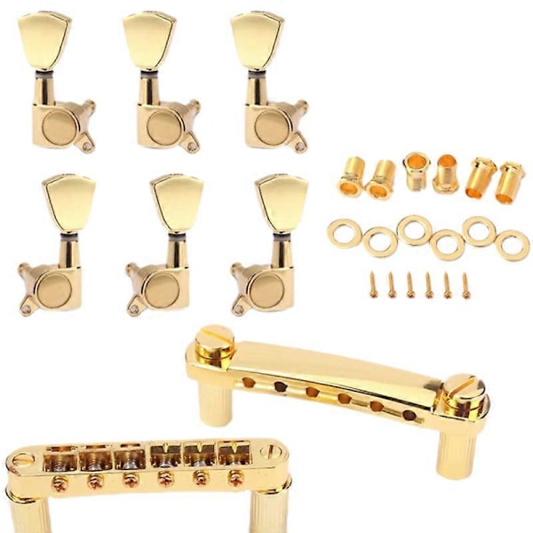 Ett Set Guld Strängsadel Tune-O-Matic Stall & Stränghållare För Gb Lp Stil Elgitarr