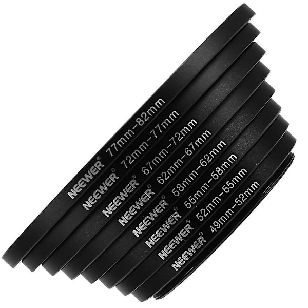 Adapterirengassarja 49-52-55-58-62-67-72-77-82mm, Premium-anodisoitua alumiinia parannettuun valokuvaukseen