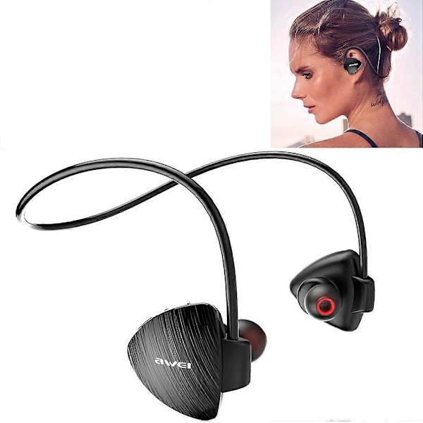 awei A847BL Ulkoiluun IPX4 Vedenkestävä Hienkestävä Muodikas Niskalenkillä Varustettu Stereo Bluetooth -kuuloke (Musta)