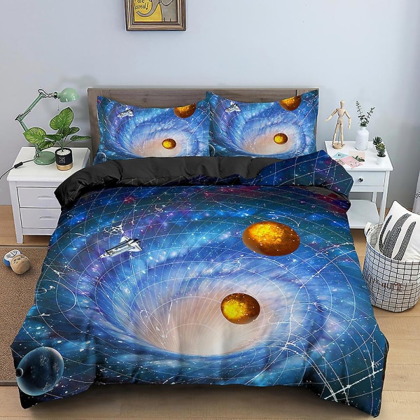 3d Galaxy Set Universe Outer Space Cover King Queen Psychedelic Starry Sky Planet Täckefodral , mjukt cover