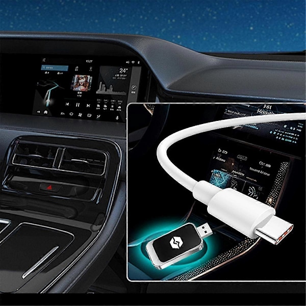 USB 2-i-1 Trådløs Carplay Android Adapter Trådløs Adapter Biladapter Konverter Kablet Android Auto til Trådløs