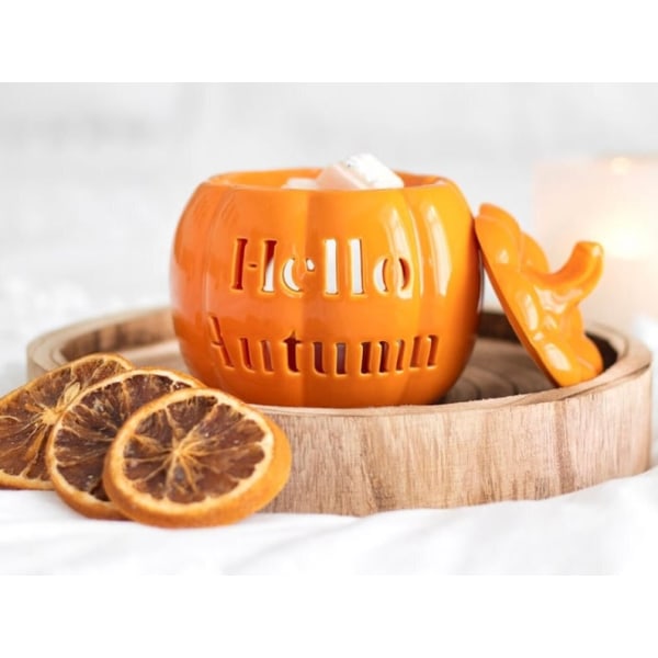 Oranssi "Hello Autumn" Pumpkin Wax Warmer | Halloween kodin sisustus | Pumpkin Spice soijavaha sulaa | Syksyinen kodin sisustus | Kurpitsavahan sulattaja