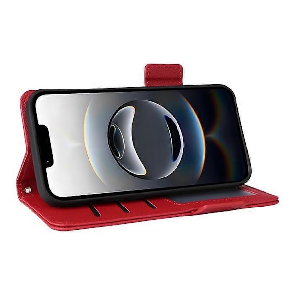 Kompatibelt Plånboksfodral för iPhone 16e, Flipfodral med Litchi-textur, PU-läder Red